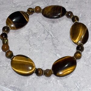 REESELYN CREATIONS Handcrafted Tiger's Eye Gemstones Stretch Bracelet